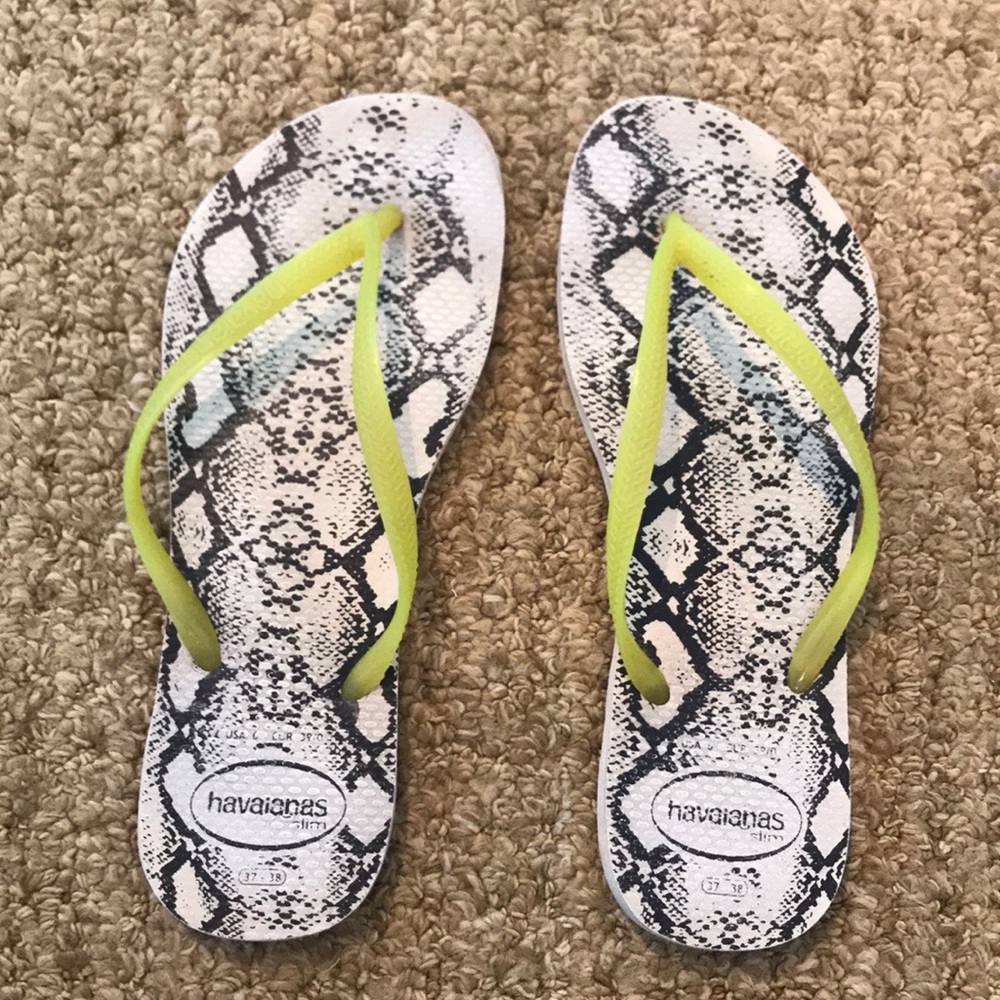 Havaianas slim size 6 37-38 neon snakeskin print